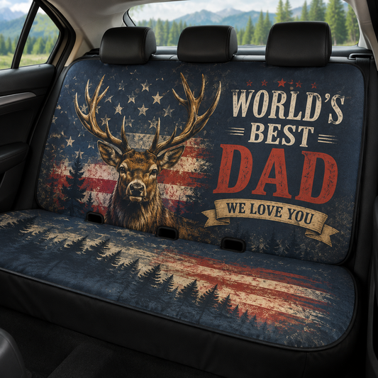 Personalized World's Best Dad Car Rear Seat Cover, Custom Back Seat Protector For Dad, Gift For Dad TOM99