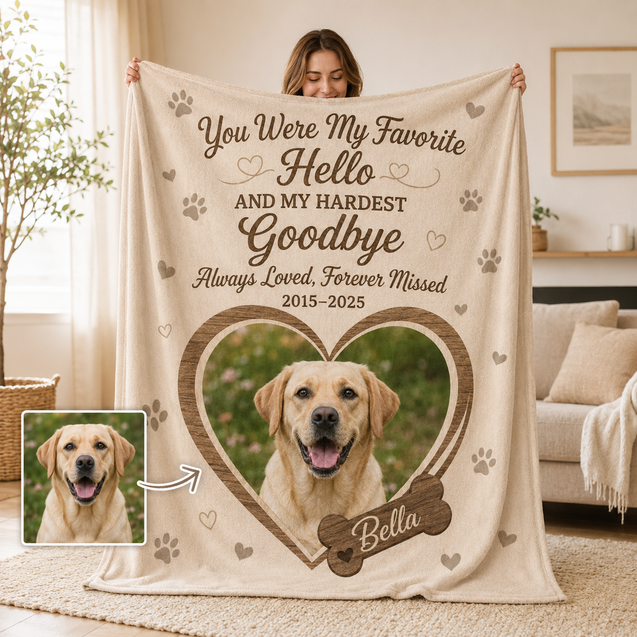 Custom Photo Goodbye Dog Memorial Blanket | Personalized Dog Lovers Gifts | Gift For Dog Lovers TOM99
