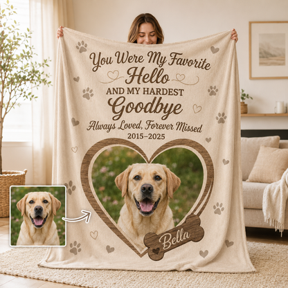 Custom Photo Goodbye Dog Memorial Blanket | Personalized Dog Lovers Gifts | Gift For Dog Lovers TOM99