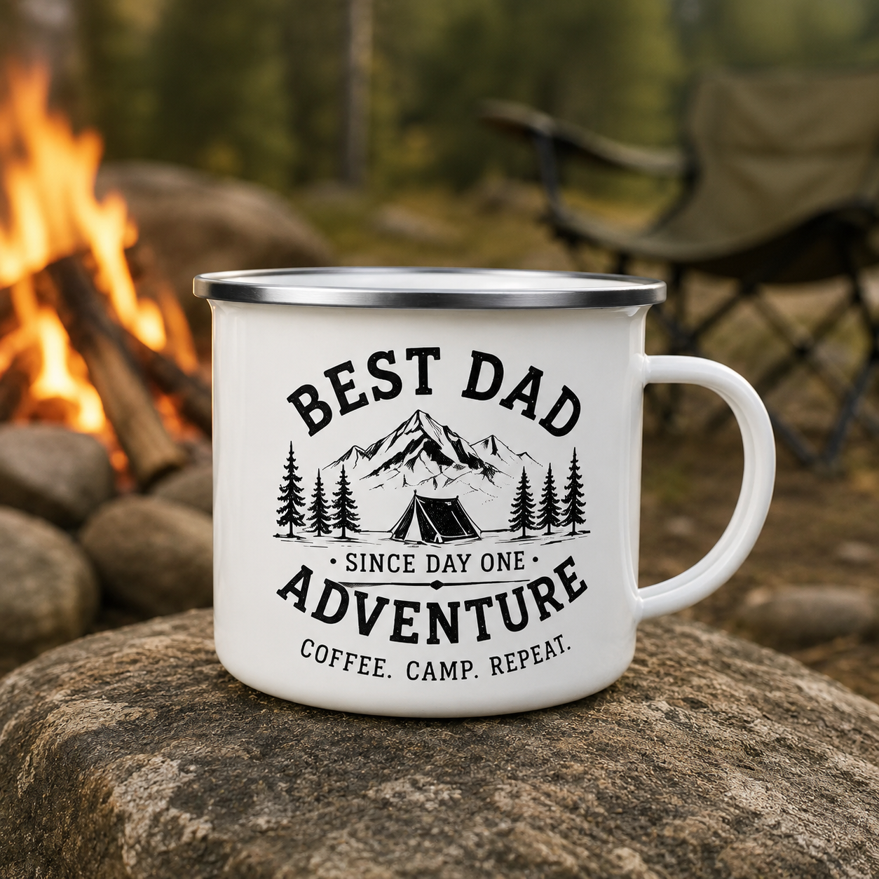 Personalized Best Dad Camp Mug 12oz, Custom Dad Enamel Cup, Gift For Dad TOM99