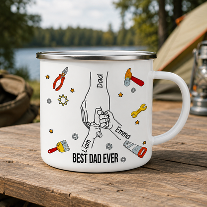 Personalized Best Dad Camp Mug 12oz, Custom Dad Enamel Cup, Gift For Dad TOM99