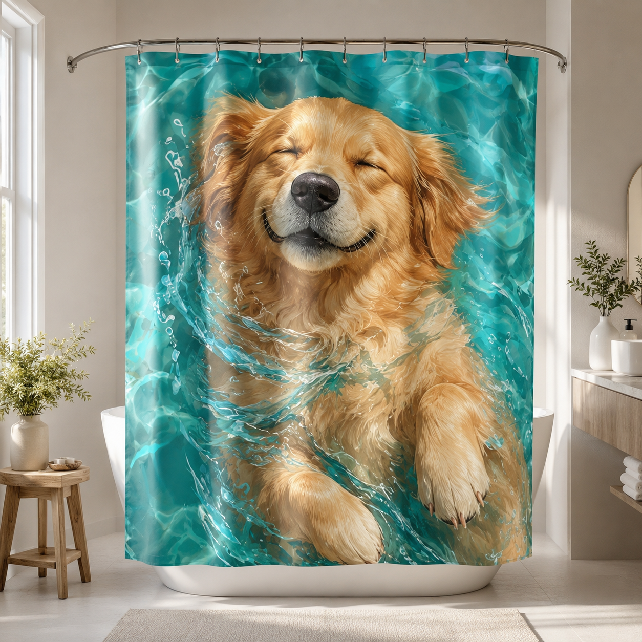 Custom Photo Dog Shower Curtain | Gift For Dog Lovers