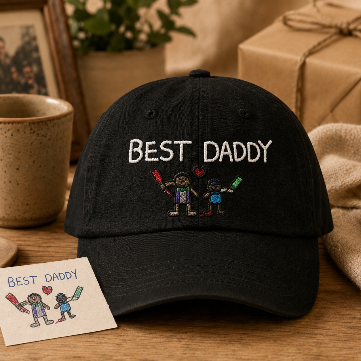 Custom Photo Best Daddy Embroidered Hat, Personalized Cap, Custom Portrait Dad Hat, Father’s Day Gift TOM99