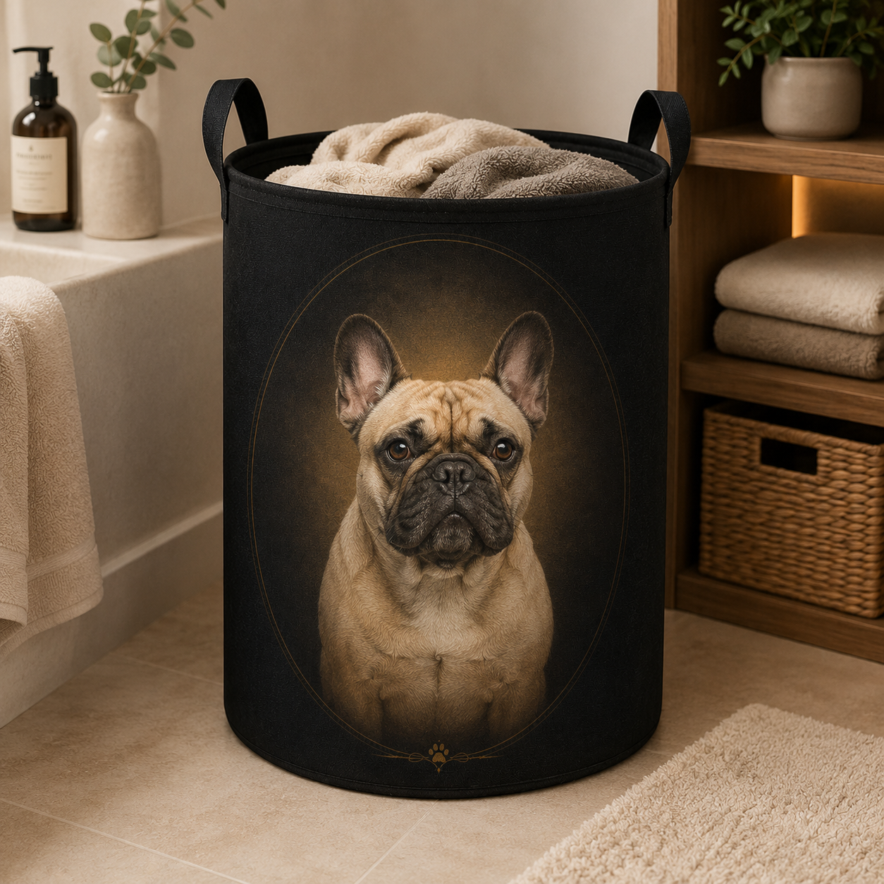 Custom Photo Dog Laundry Basket | Gift For Dog Lovers | Dog Bathroom Decor