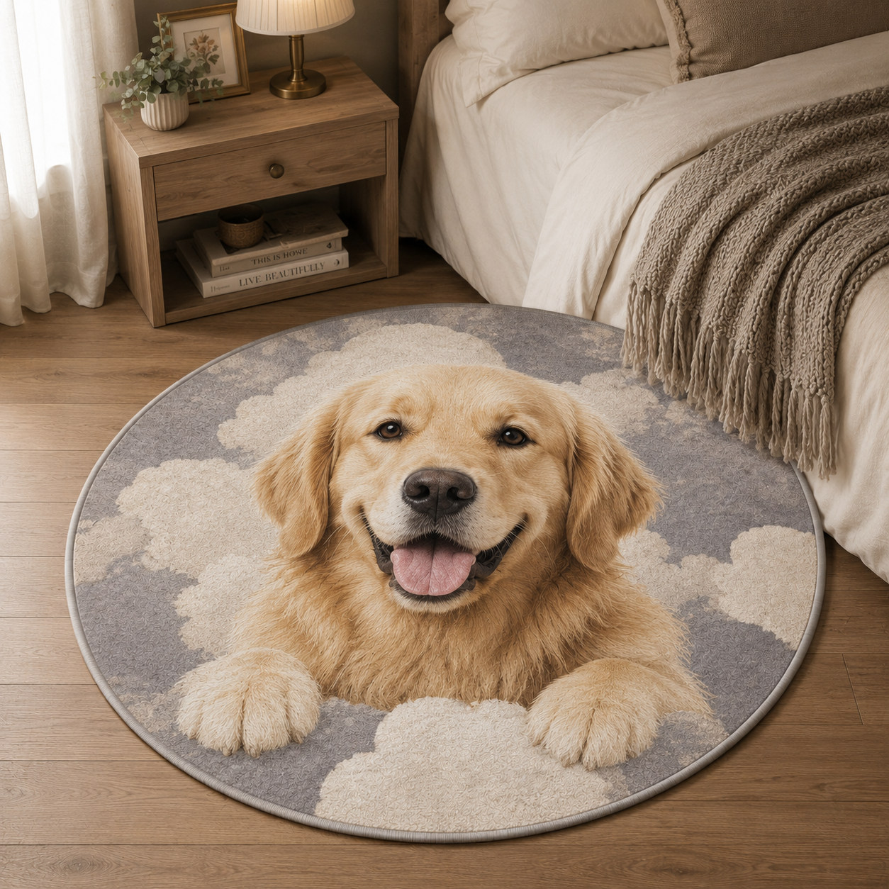 Custom Photo Dog Round Carpet | Photo Pet Round Rug | Gift For Dog Lovers