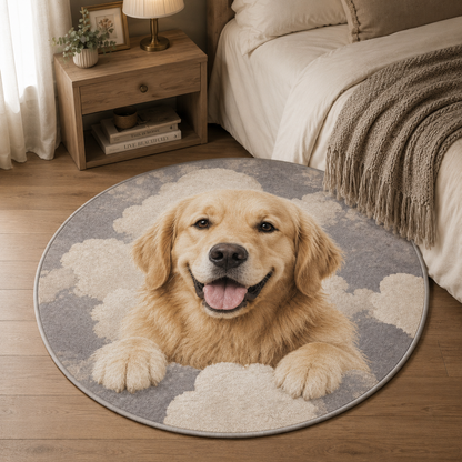 Custom Photo Dog Round Carpet | Photo Pet Round Rug | Gift For Dog Lovers