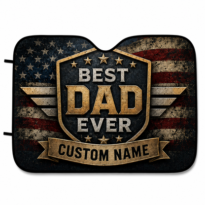 Personalized Proud Dad Car Windshield Sun Shade, Custom Car Sun Shade for Dad, Gift For Dad TOM99