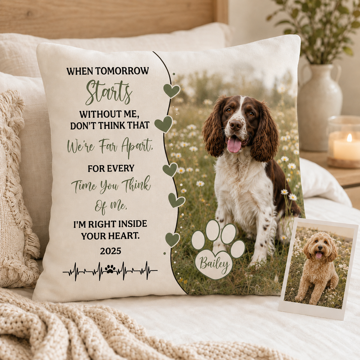 Custom Photo Dog Memories In My Heart Pillow | Gift For Dog Lovers | Personalized Dog Decor TOM99