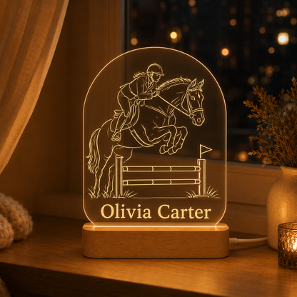 Custom Photo Horse Wooden Led Light | Personalized Horse Photo Wooden Led Light | Gift For Horse Lovers TOM99