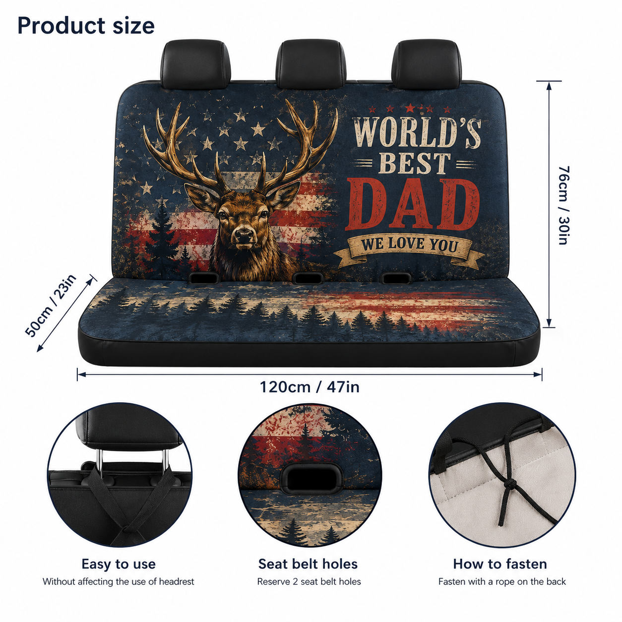 Personalized World's Best Dad Car Rear Seat Cover, Custom Back Seat Protector For Dad, Gift For Dad TOM99