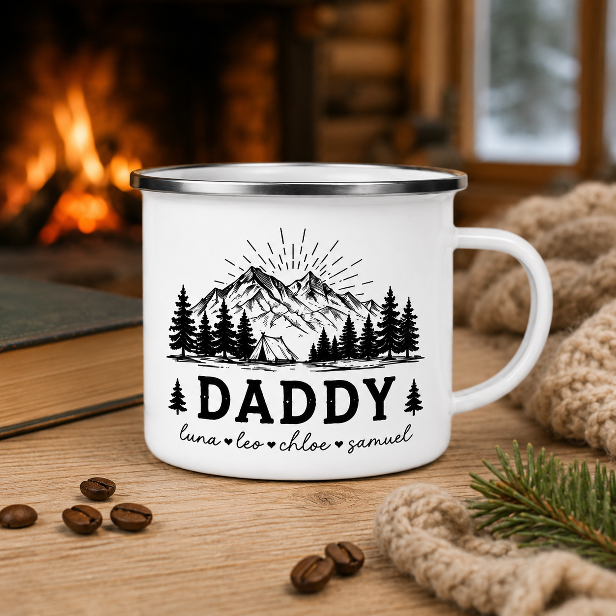 Personalized Best Dad Camp Mug 12oz, Custom Dad Enamel Cup, Gift For Dad TOM99