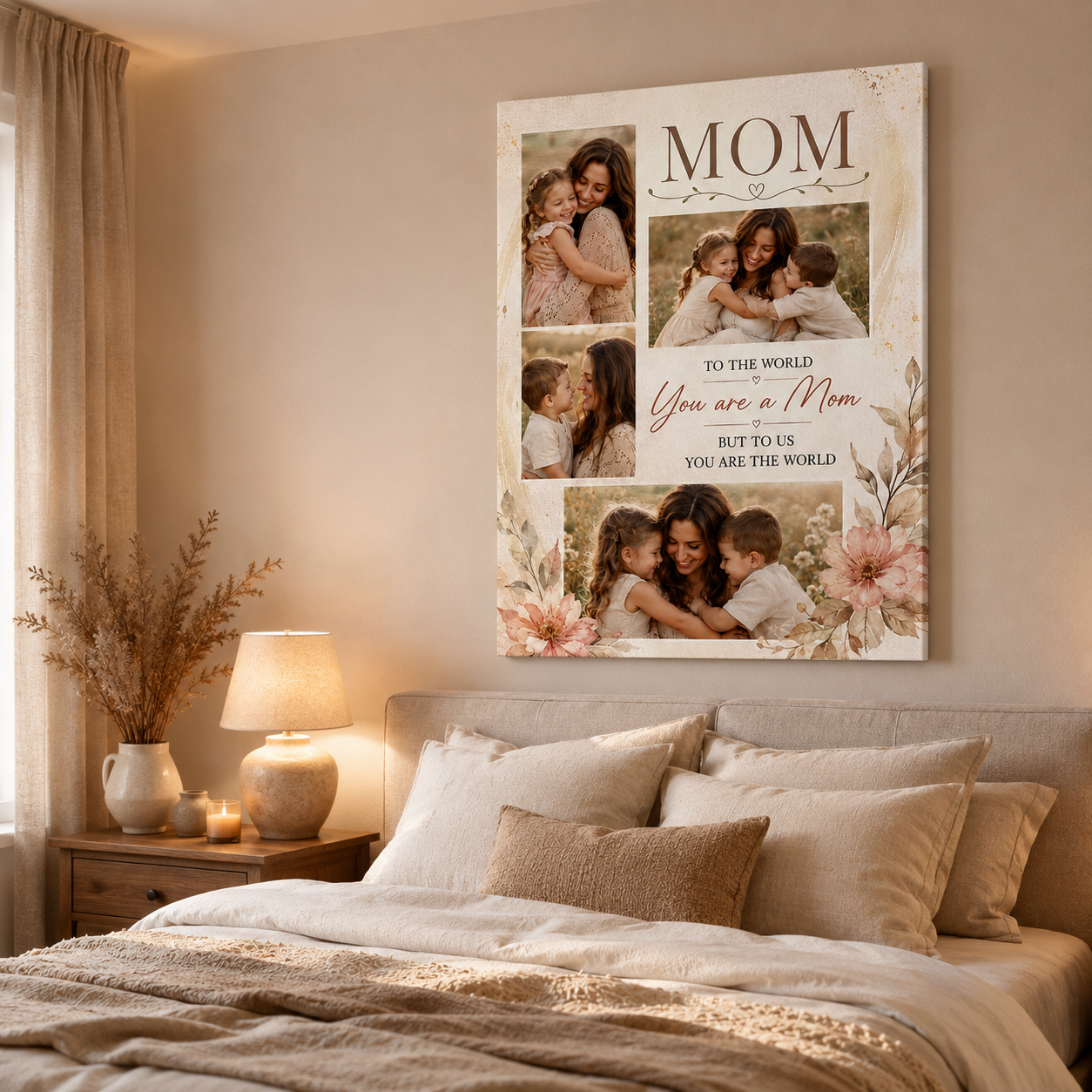 Custom Photo I Love You Mom Canvas Wall Art - Custom Gift For Mom TOM99