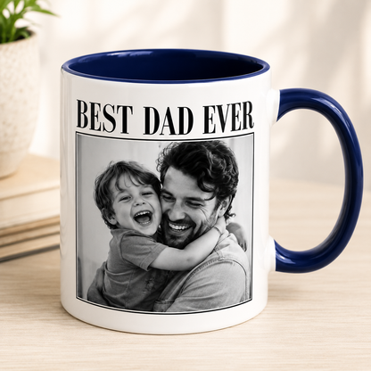Custom Photo Best Dad Ever Mug, Personalized Mug Mug For Husband Dad Grandfather TOM99