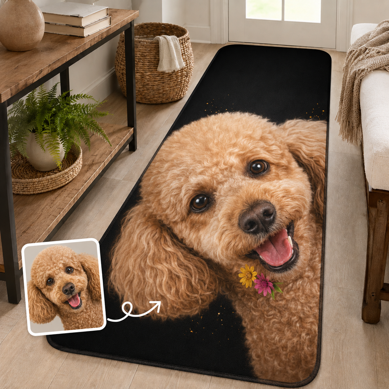 Custom Photo Dog Face Runner Rug | Pet Hallway Runner Carpet | Gift For Dog Lovers