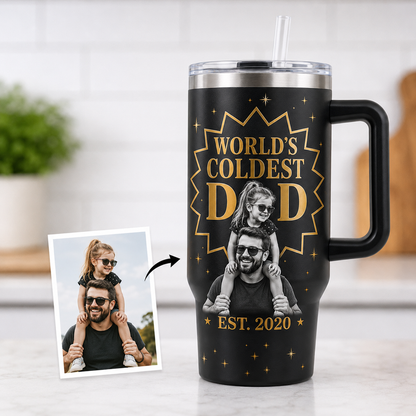Custom Best Dad Photo 40oz Tumbler, Personalized Dad Tumbler, Father’s Day Gift TOM99