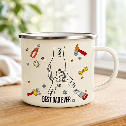 Personalized Best Dad Camp Mug 12oz, Custom Dad Enamel Cup, Gift For Dad TOM99