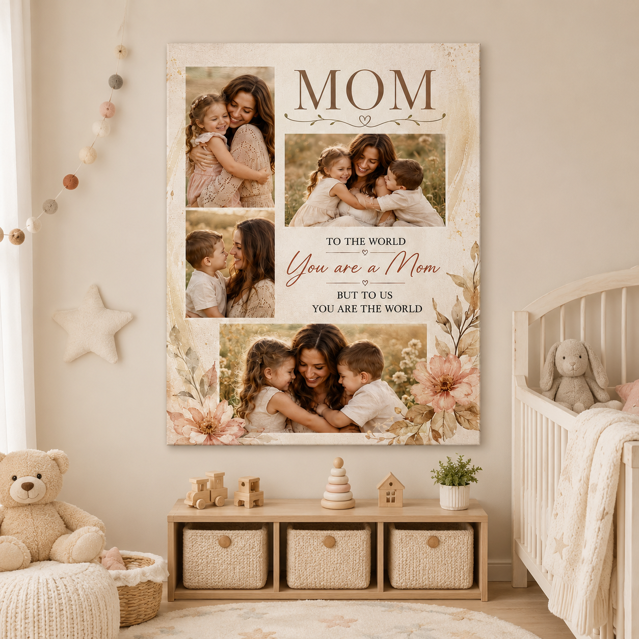 Custom Photo I Love You Mom Canvas Wall Art - Custom Gift For Mom TOM99