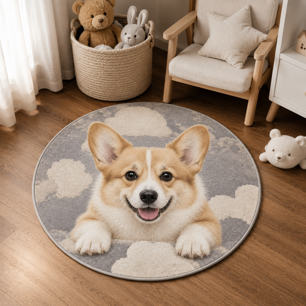 Custom Photo Dog Round Carpet | Photo Pet Round Rug | Gift For Dog Lovers
