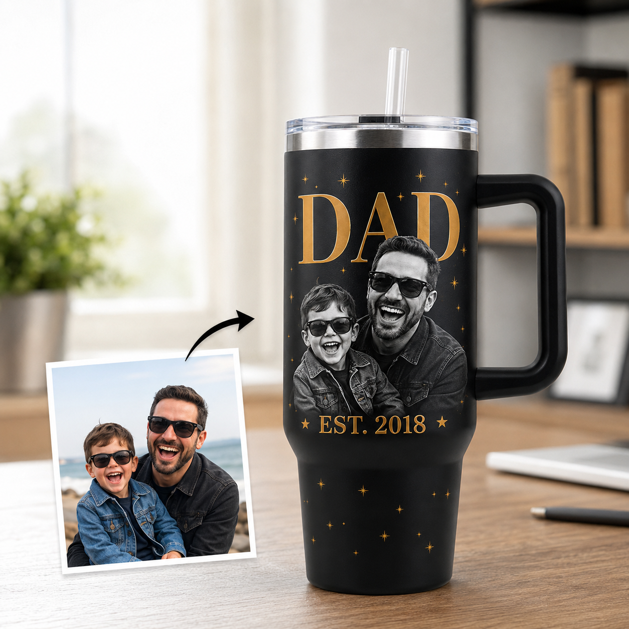Custom Best Dad Photo 40oz Tumbler, Personalized Dad Tumbler, Father’s Day Gift TOM99