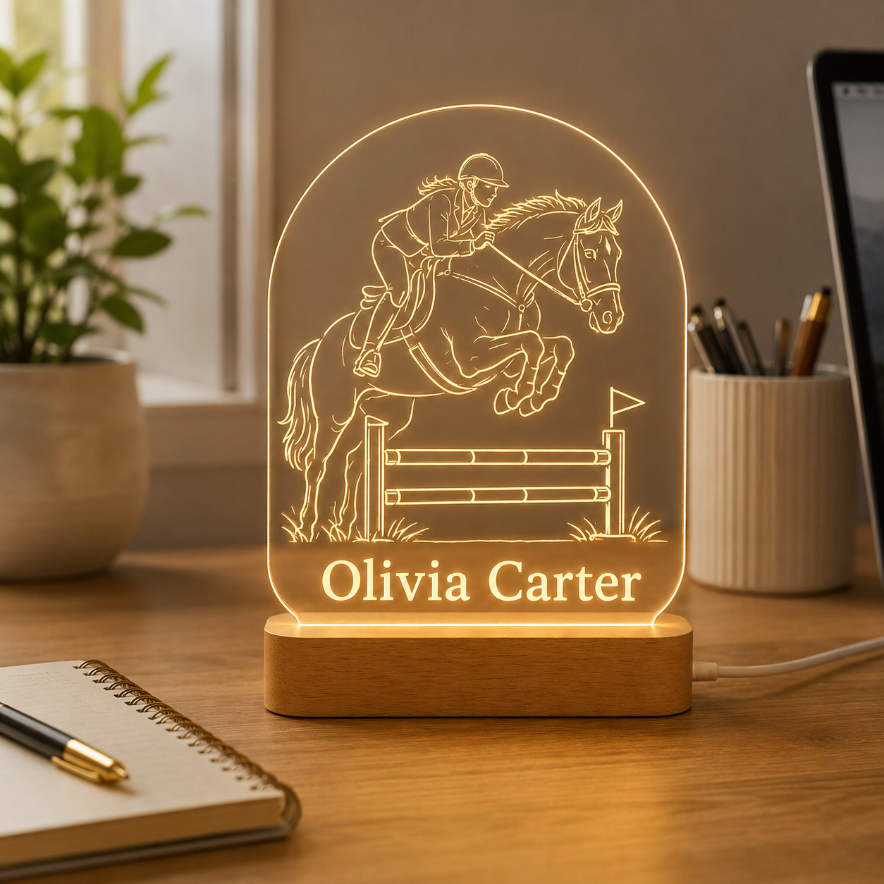 Custom Photo Horse Wooden Led Light | Personalized Horse Photo Wooden Led Light | Gift For Horse Lovers TOM99