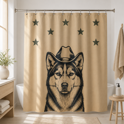 Custom Photo Dog Cowboy Shower Curtain | Gift For Dog Lovers