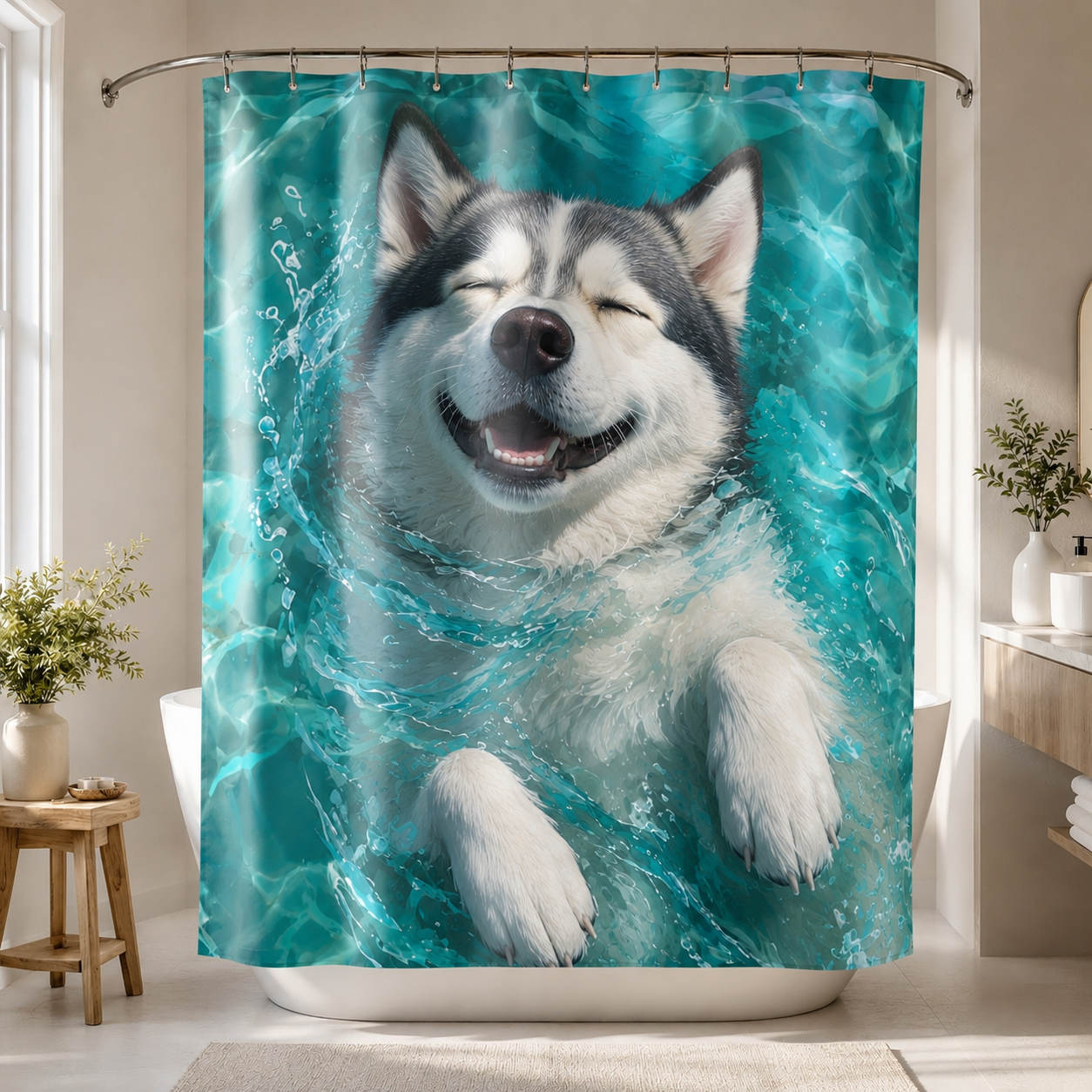 Custom Photo Dog Shower Curtain | Gift For Dog Lovers