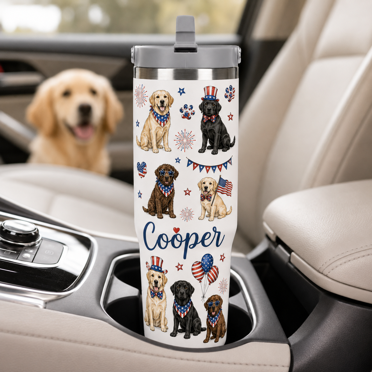 Custom Photo 250th Anniversary USA Dog 30oz Tumbler | Gift For Dog Lovers | Pet Lover Gifts TOM99