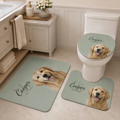 Custom Photo Dog 3pcs Bathroom Rug Set | Gift For Dog Lovers | Pet Photo Gifts