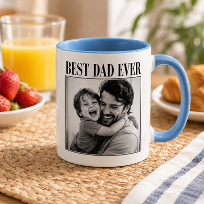 Custom Photo Best Dad Ever Mug, Personalized Mug Mug For Husband Dad Grandfather TOM99