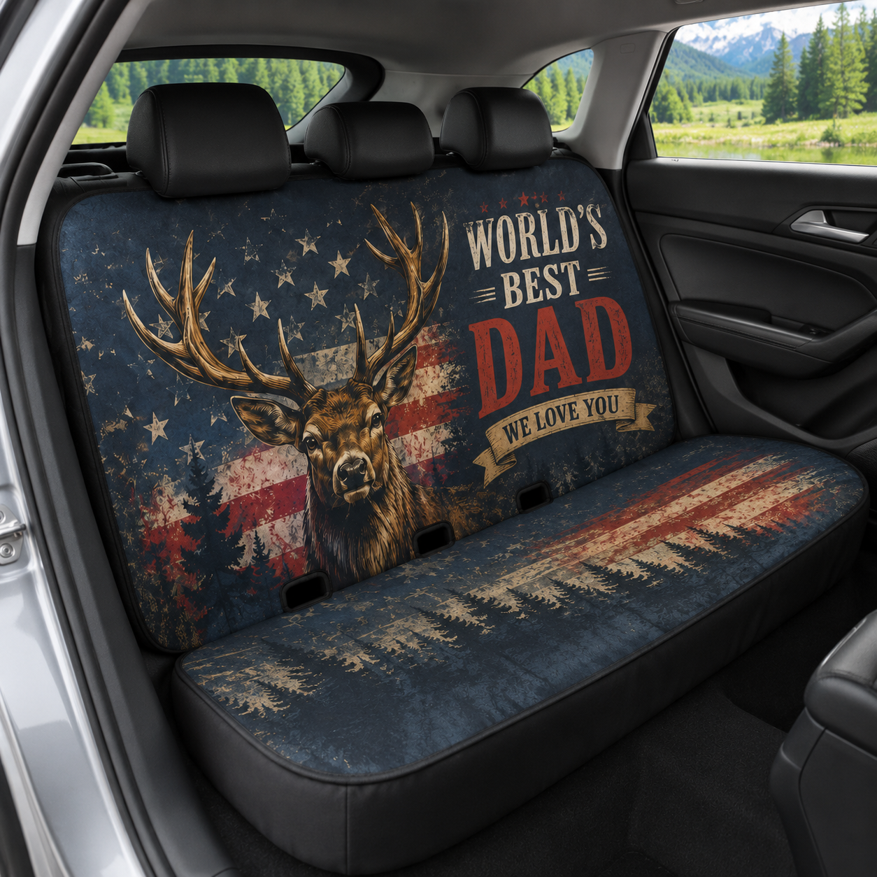 Personalized World's Best Dad Car Rear Seat Cover, Custom Back Seat Protector For Dad, Gift For Dad TOM99