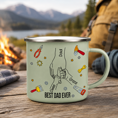 Personalized Best Dad Camp Mug 12oz, Custom Dad Enamel Cup, Gift For Dad TOM99