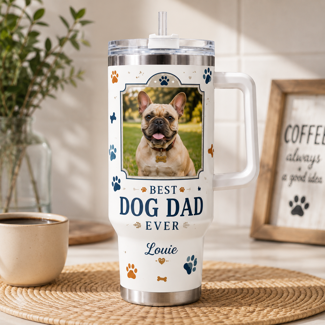 Custom Photo Best Dog Dad Ever 40oz Tumbler | Gift For Dog Lovers | Pet Lover Gifts