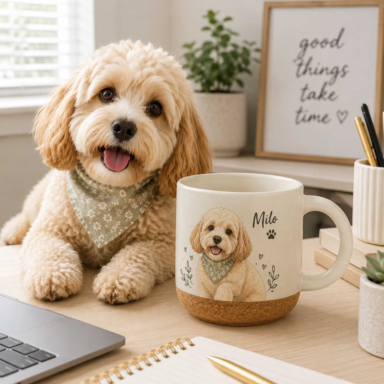 Custom Photo Dog 12oz Cork Mug | Gift For Dog Lovers | Pet Lover Gifts TOM99