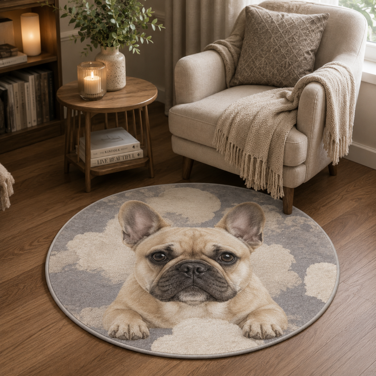 Custom Photo Dog Round Carpet | Photo Pet Round Rug | Gift For Dog Lovers