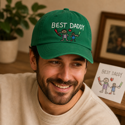 Custom Photo Best Daddy Embroidered Hat, Personalized Cap, Custom Portrait Dad Hat, Father’s Day Gift TOM99