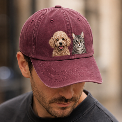 Personalized Dog Face Hat, Custom Pet Photo Embroidered Cap, Gift For Dog Lovers THUC99