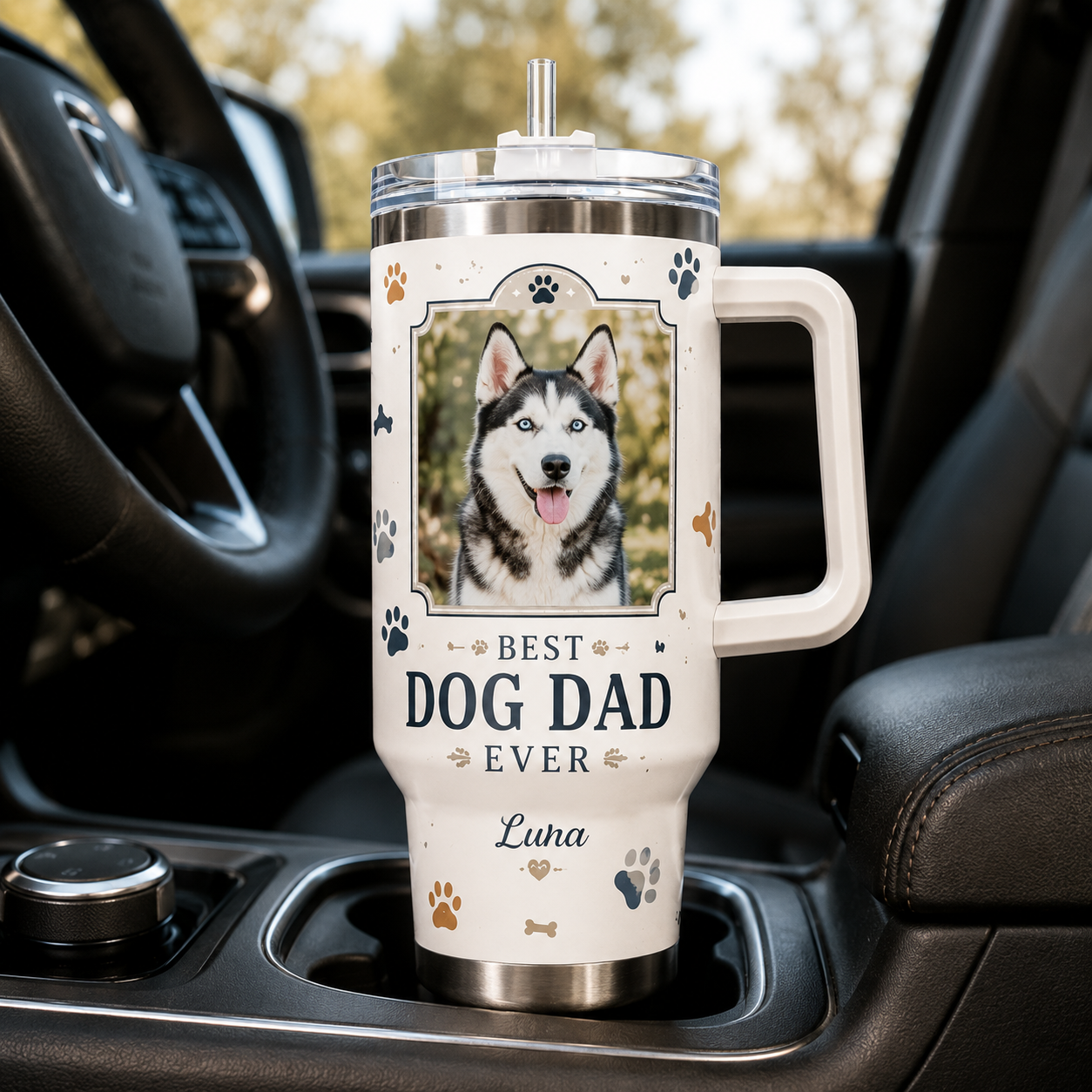 Custom Photo Best Dog Dad Ever 40oz Tumbler | Gift For Dog Lovers | Pet Lover Gifts