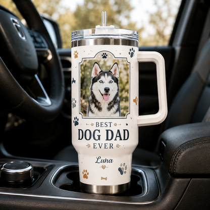 Custom Photo Best Dog Dad Ever 40oz Tumbler | Gift For Dog Lovers | Pet Lover Gifts