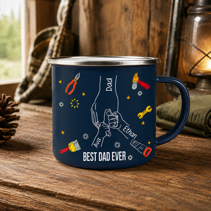 Personalized Best Dad Camp Mug 12oz, Custom Dad Enamel Cup, Gift For Dad TOM99