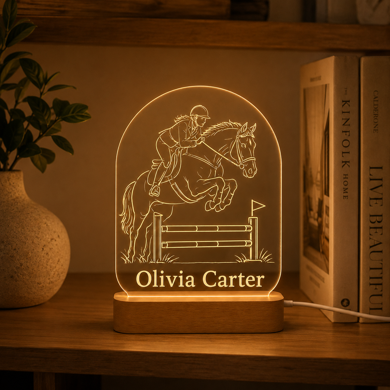 Custom Photo Horse Wooden Led Light | Personalized Horse Photo Wooden Led Light | Gift For Horse Lovers TOM99