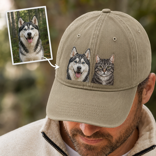 Personalized Dog Face Hat, Custom Pet Photo Embroidered Cap, Gift For Dog Lovers THUC99