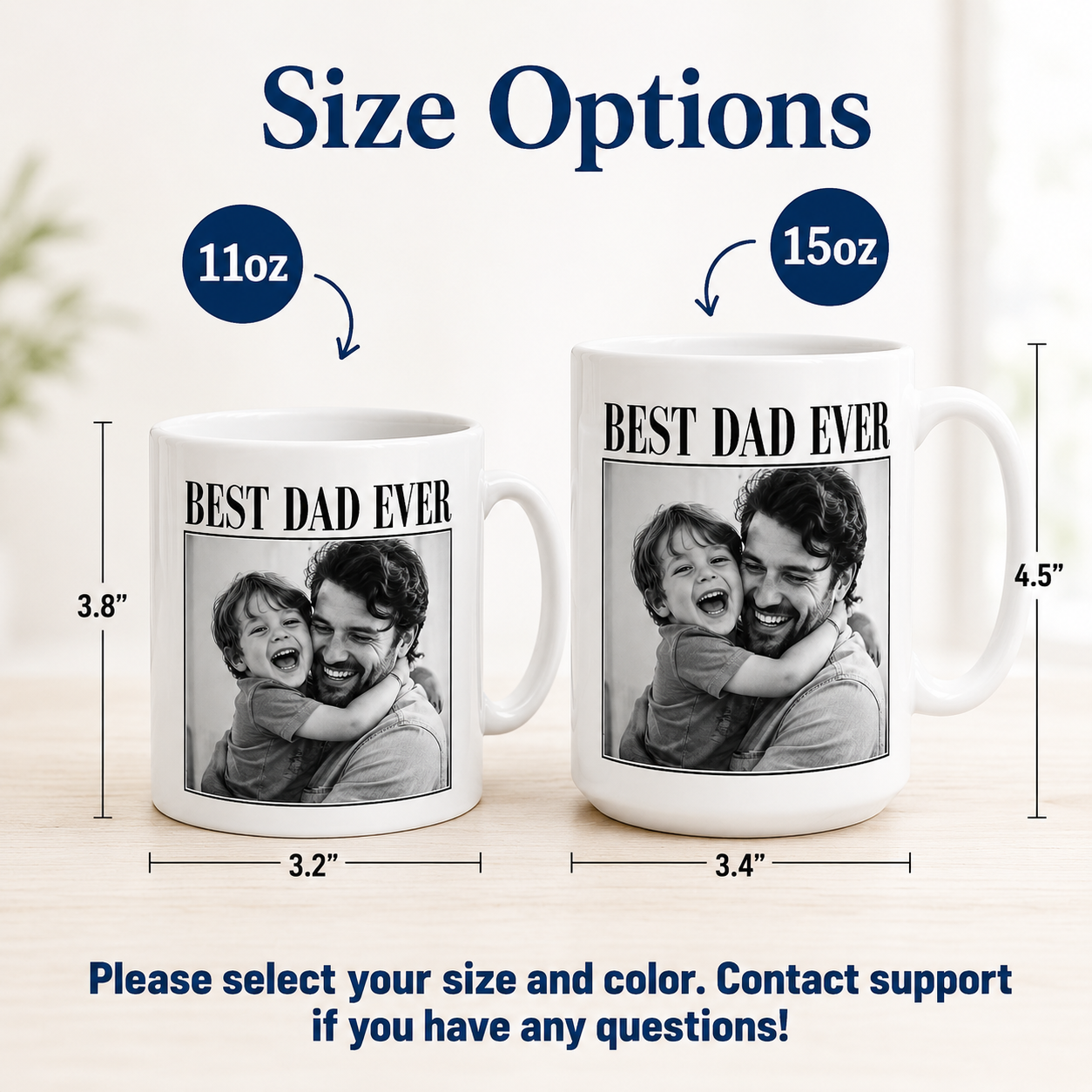 Custom Photo Best Dad Ever Mug, Personalized Mug Mug For Husband Dad Grandfather TOM99