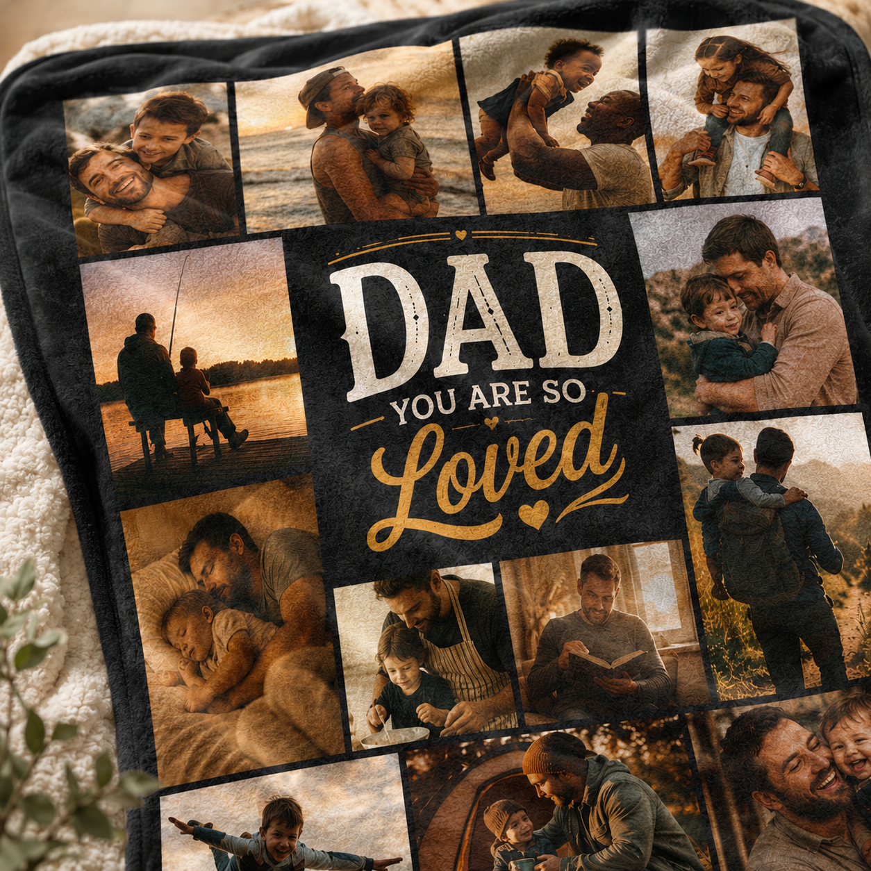 Custom Photo Dad Love Blanket, Personalized Dad Gifts | Gift For Dad TOM99