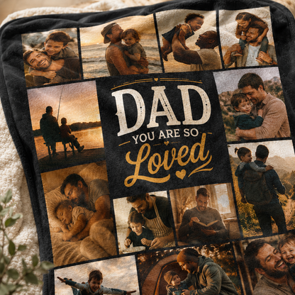 Custom Photo Dad Love Blanket, Personalized Dad Gifts | Gift For Dad TOM99
