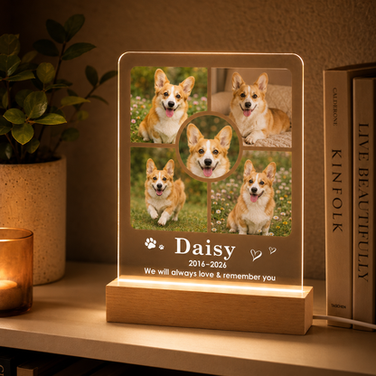Custom Photo Dog Remember You Wooden LED Light | Personalized Dog Photo LED Night Light | Pet Loss Sympathy Gift TOM99