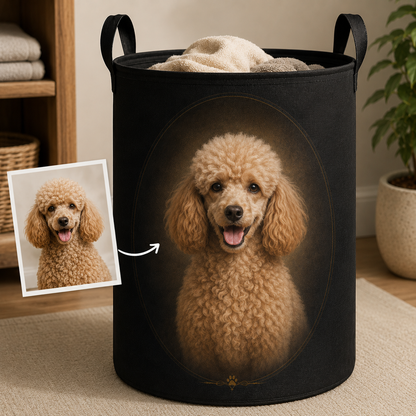 Custom Photo Dog Laundry Basket | Gift For Dog Lovers | Dog Bathroom Decor