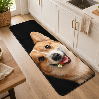 Custom Photo Dog Face Runner Rug | Pet Hallway Runner Carpet | Gift For Dog Lovers