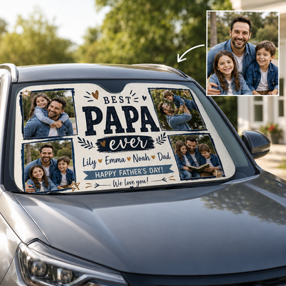 Personalized Best Dad Car Windshield Sun Shade, Custom Car Sun Shade for Dad, Gift For Dad TOM99