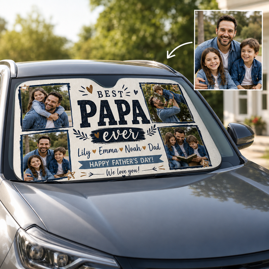 Personalized Best Dad Car Windshield Sun Shade, Custom Car Sun Shade for Dad, Gift For Dad TOM99