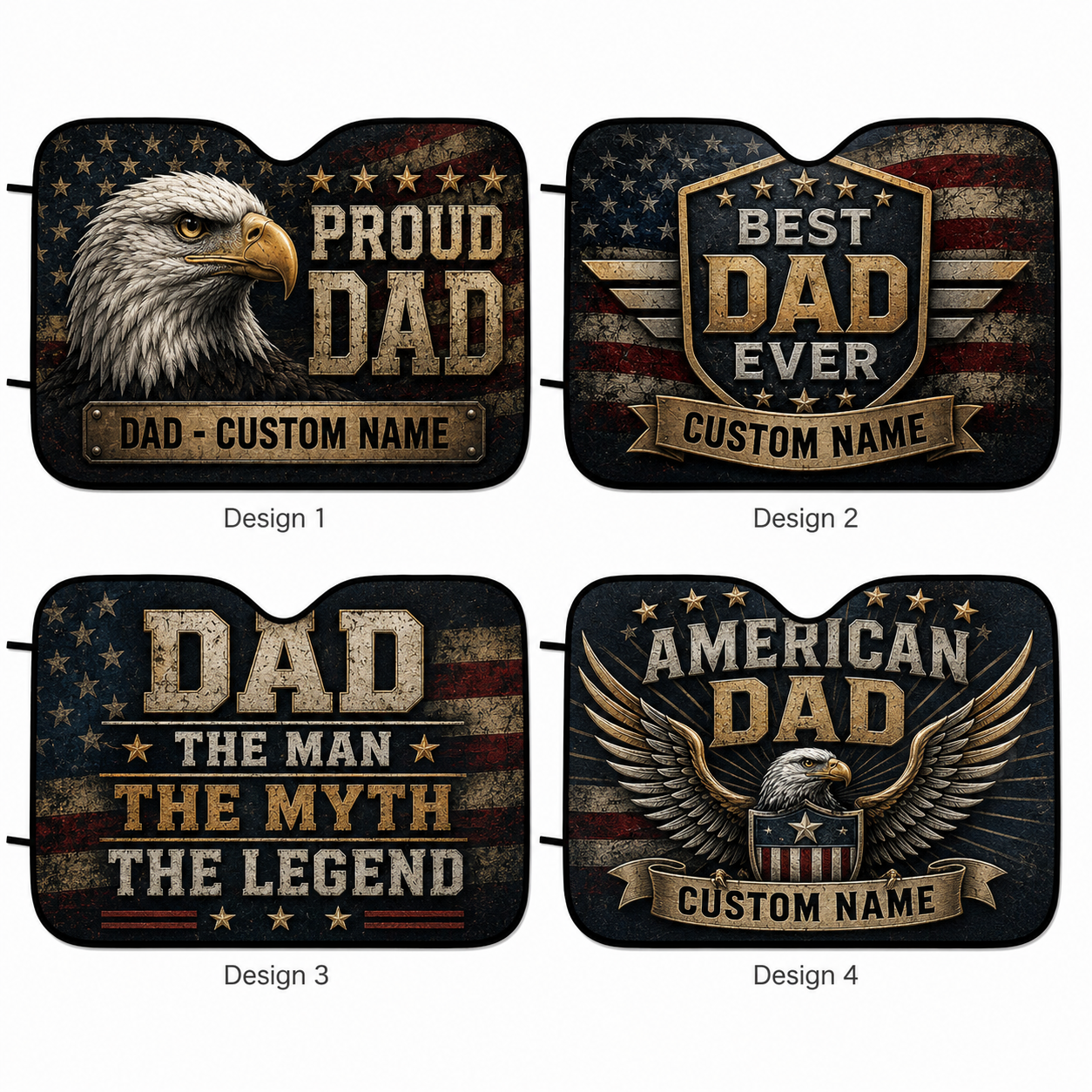 Personalized Proud Dad Car Windshield Sun Shade, Custom Car Sun Shade for Dad, Gift For Dad TOM99